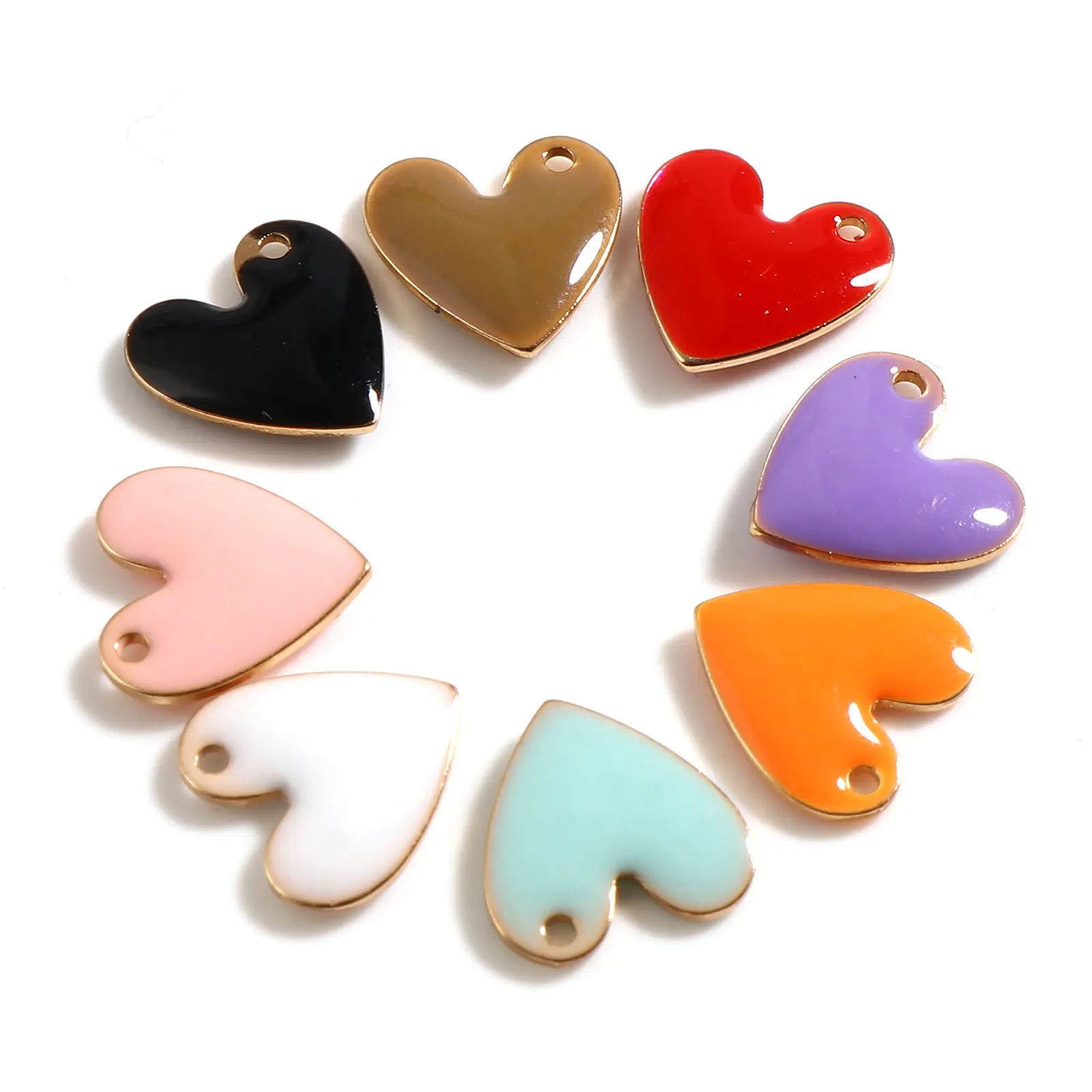 5 PCs Heart Enamelled Sequins Charms Pendant For Women Necklace DIY Jewelry Making Charms Bracelet DIY Craft Findings 10x10mm