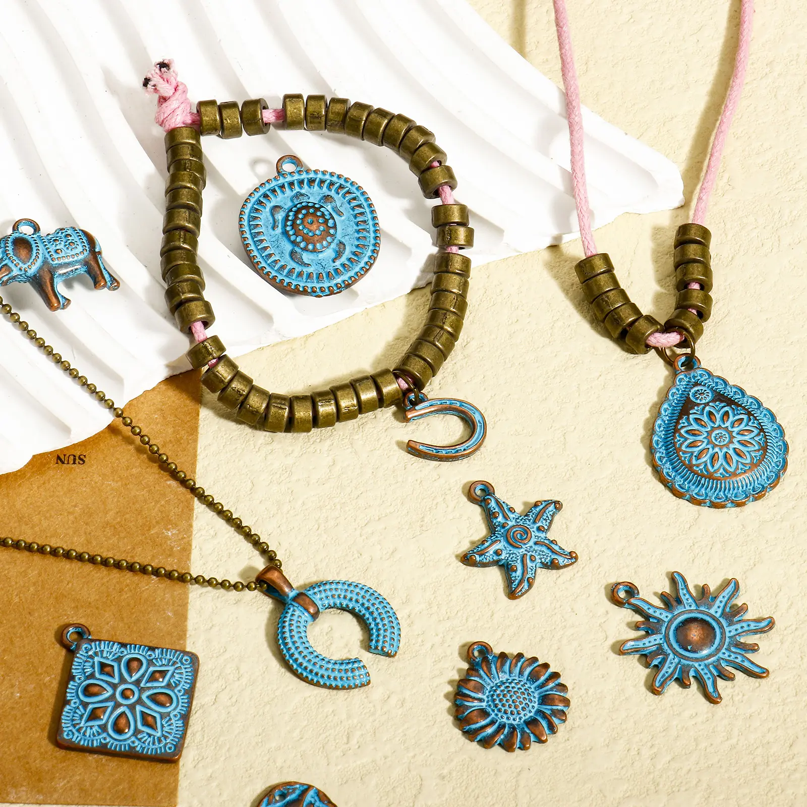 20 PCs Zinc Based Alloy Animal Ocean Jewelry Charms Antique Copper Blue Patina DIY Earrings Necklaces Making Jewelry Findings