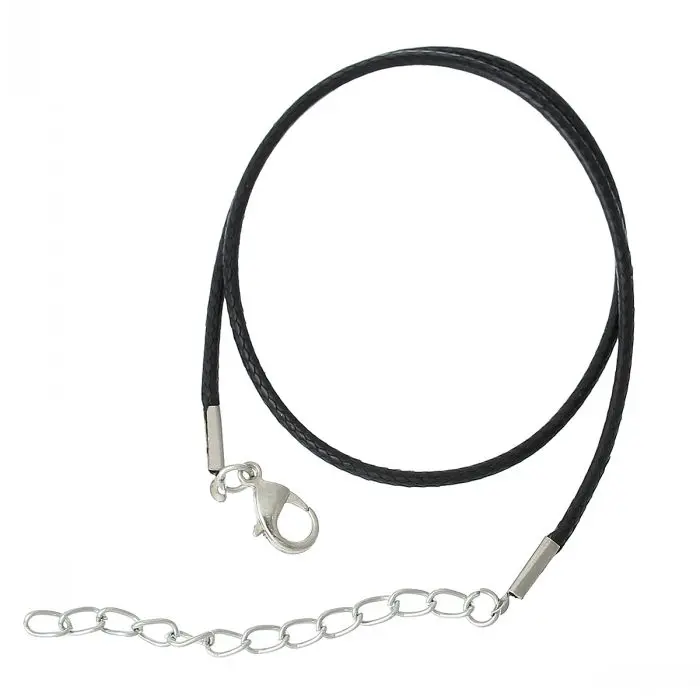 30PCs Black Retail Wax Rope Cord Necklace Lobster Clasp Black 30.5cm(12")