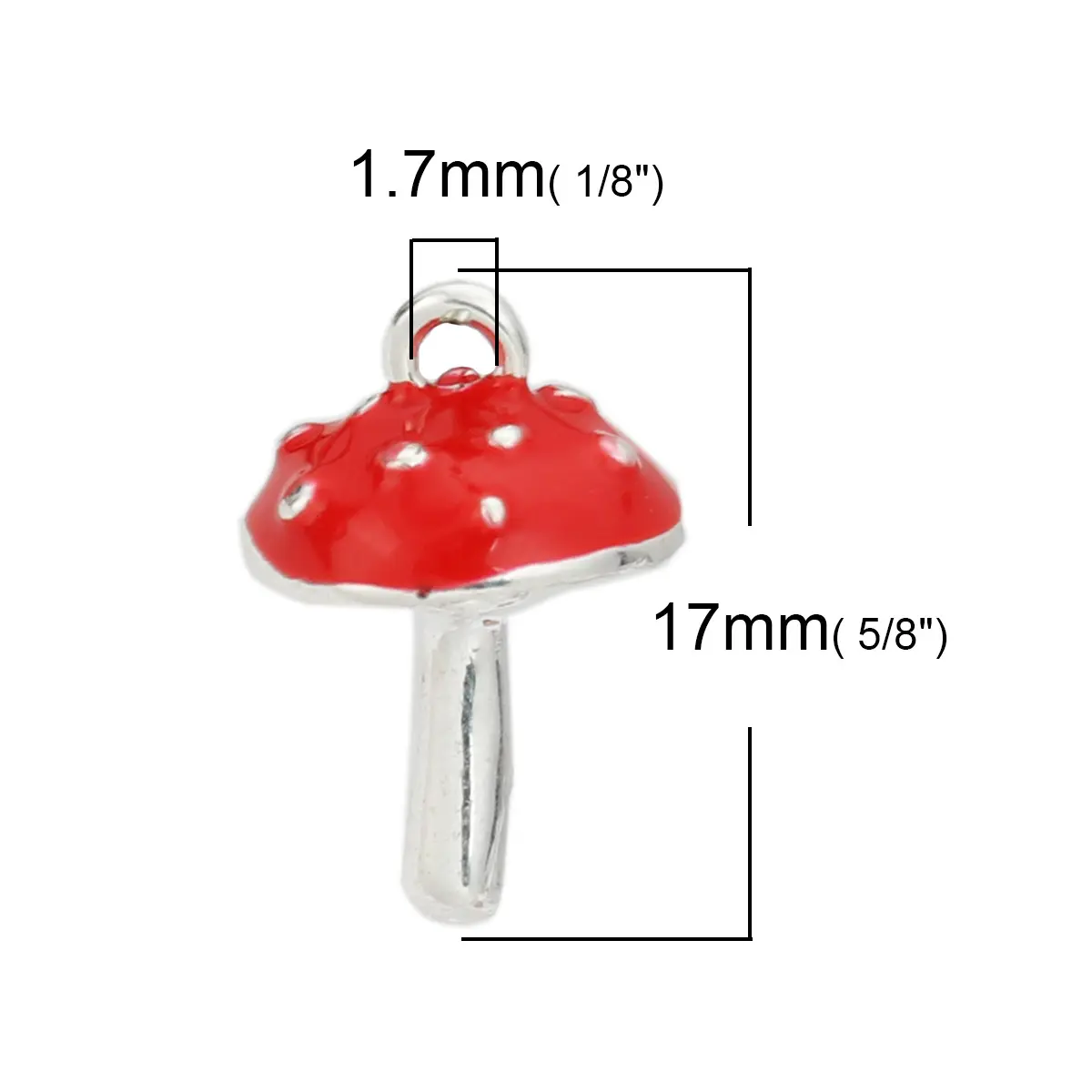 30Pcs Wholesale 3D Mushroom Pendants Zinc Based Alloy Charms Silver Color Red Enamel For Women DIY Making Necklace Jewelry
