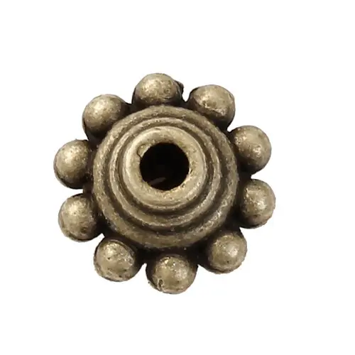 30/70/100/200pc Vintage Loose Spacer Bead Bicone Flying Saucer Dot Carved Antique Bronze Color Metal Beads DIY Necklace Jewelry