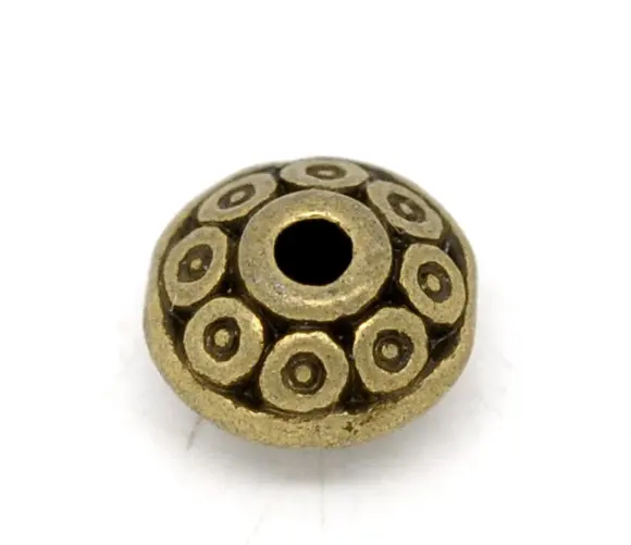 30/70/100/200pc Vintage Loose Spacer Bead Bicone Flying Saucer Dot Carved Antique Bronze Color Metal Beads DIY Necklace Jewelry
