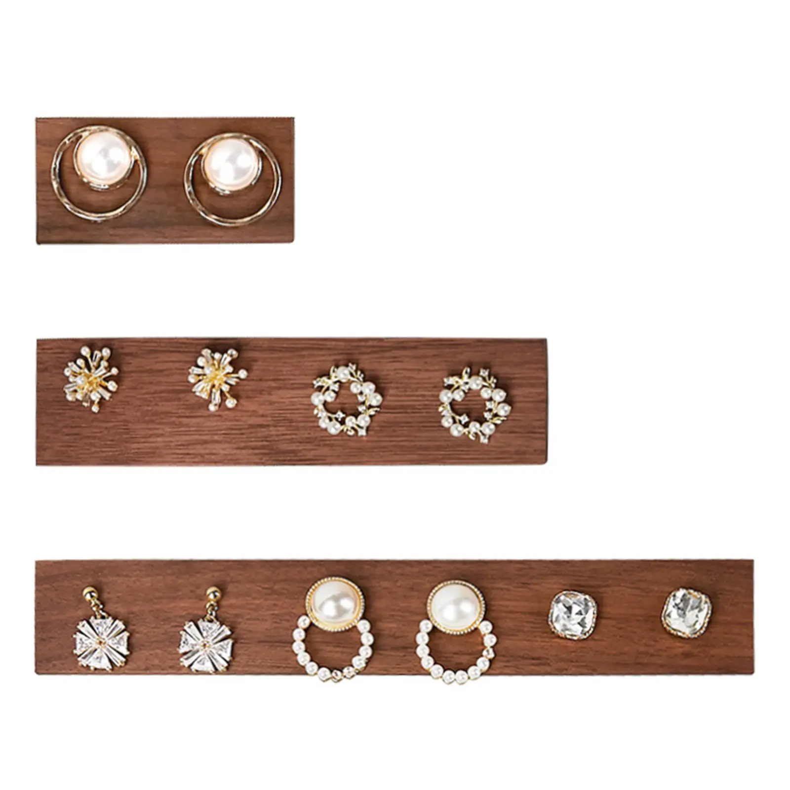 Dark Brown Rectangular High-end Black Walnut Solid Wood Earring Display Stand Storage Photo Props Jewelry Display Stand 1Piece