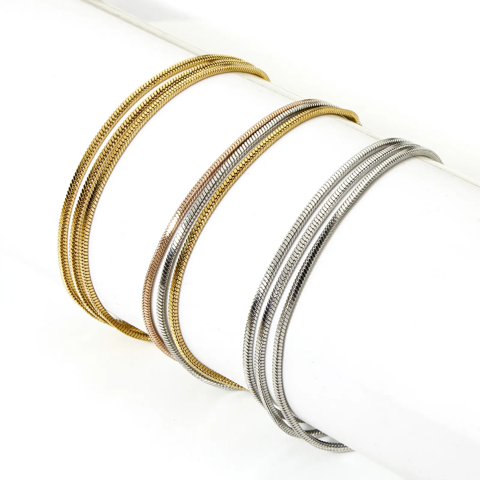1 Piece 304 Stainless Steel Anklet Dainty Stylish Women Multilayer Anklet Snake Chain Layered Jewelry Beach Gift 22.5cm long