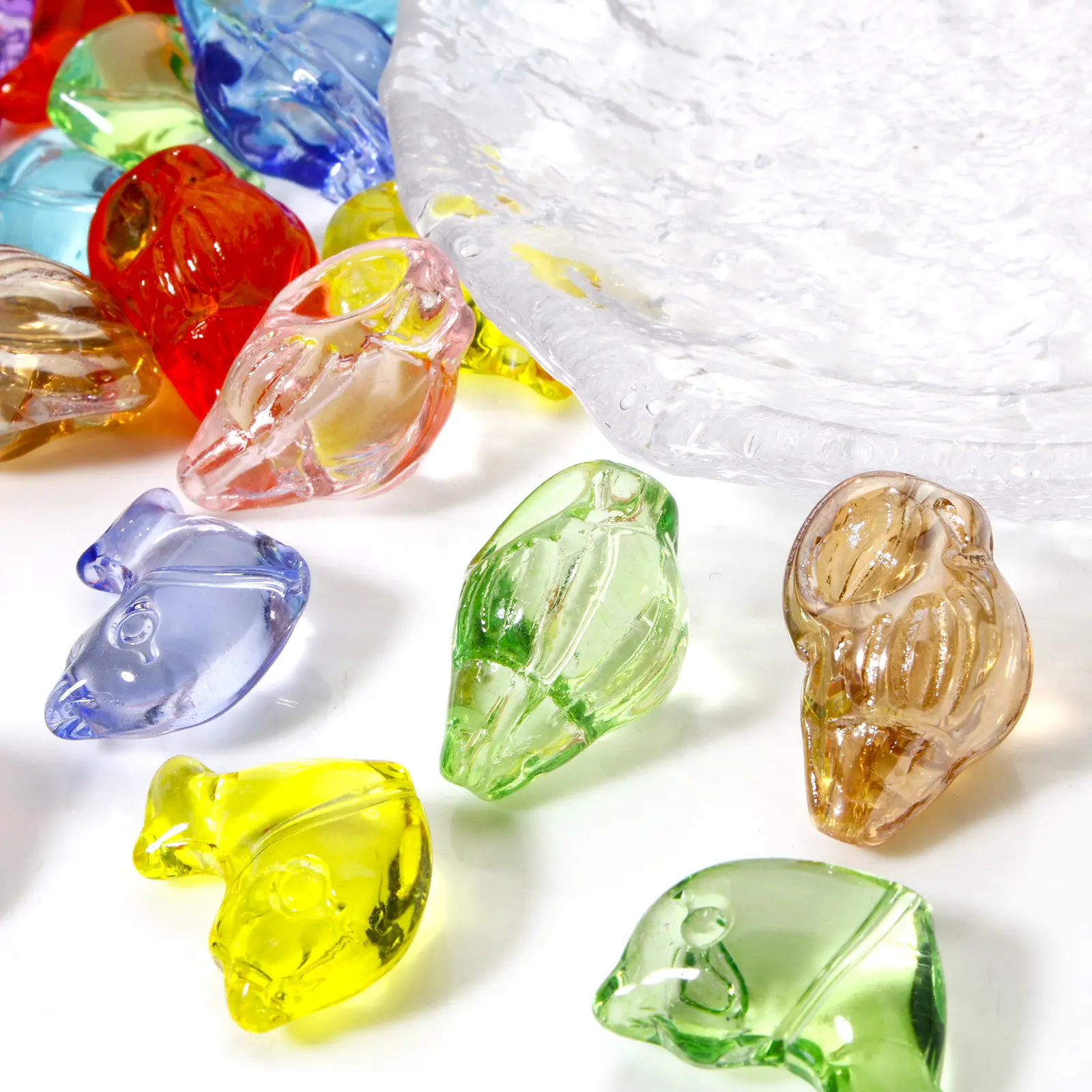 10 PCs Glass Ocean Jewelry Beads Conch/ Sea Snail At Random Mixed Color Dolphin Transparent For DIY Bracelet Jewelry Making