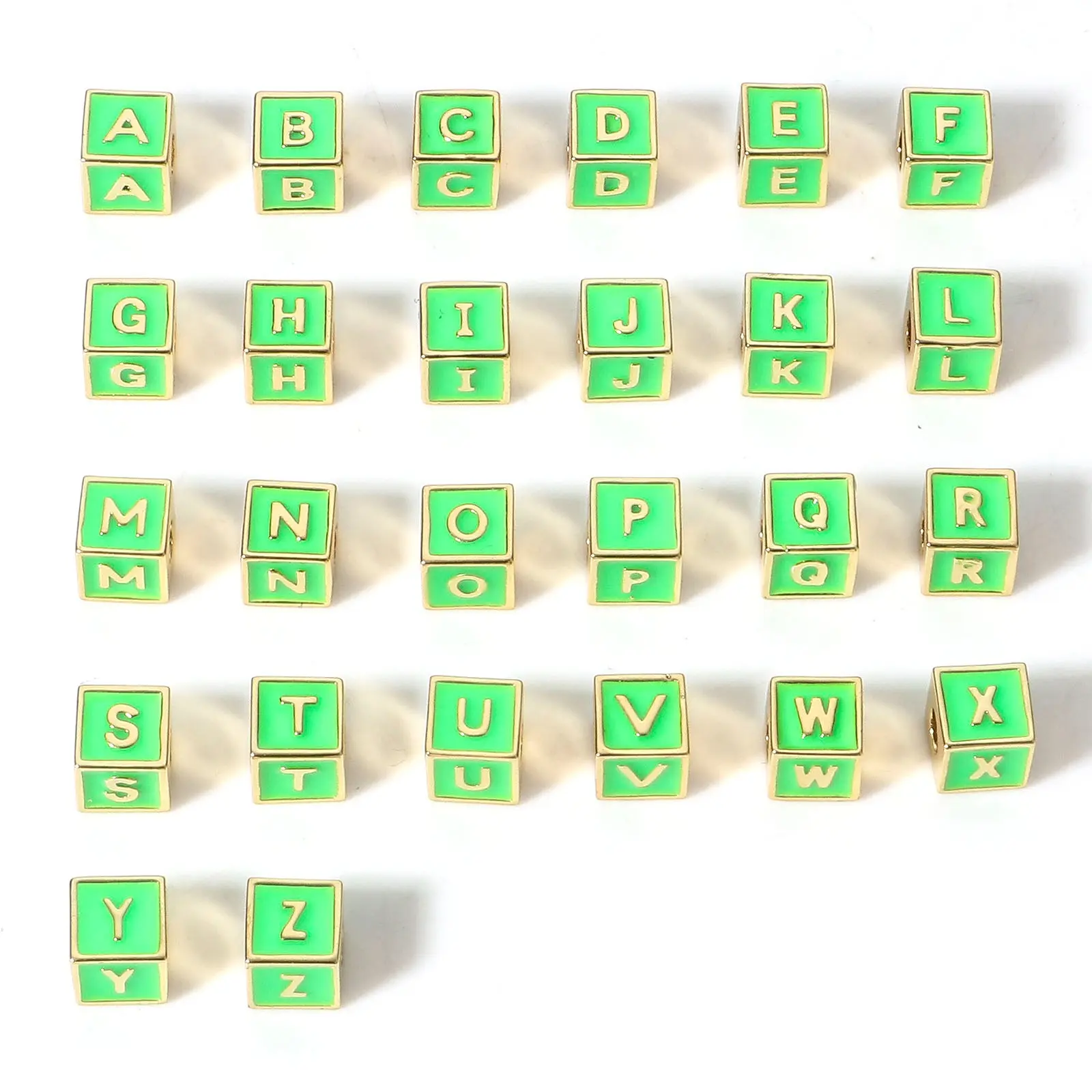 1 Piece Square Alphabet “A-Z” Letter Beads Cube Loose Spacer Enamel Metal Beads For Jewelry Making Diy Necklace Accessories