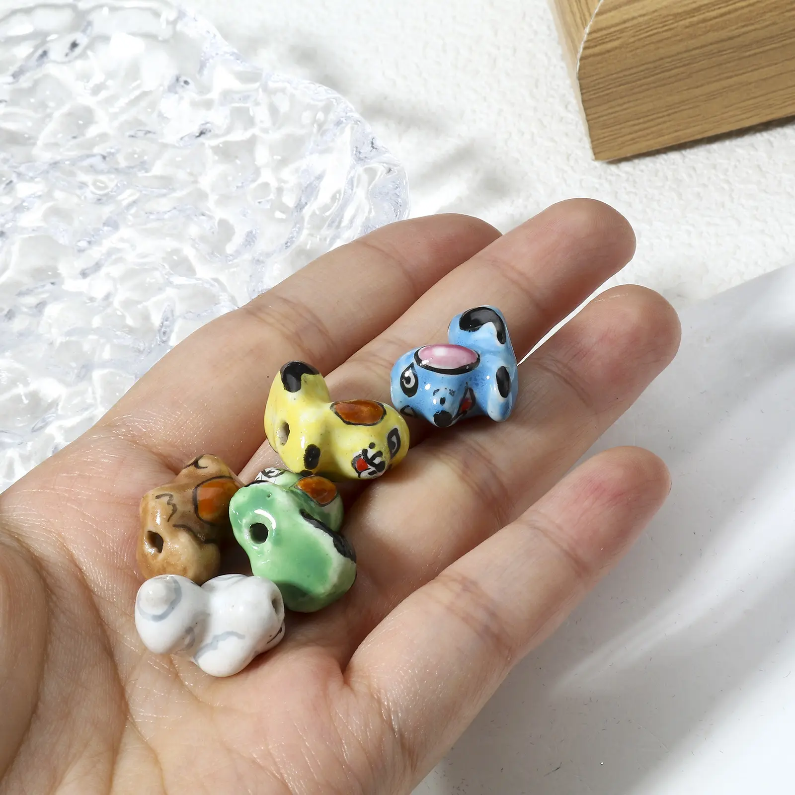 3D Ceramic Beads Multicolor Dog Animal For DIY Charm Jewelry Making Accessories About 18mm x 12mm, Hole: Approx 1.8mm, 5 Piece