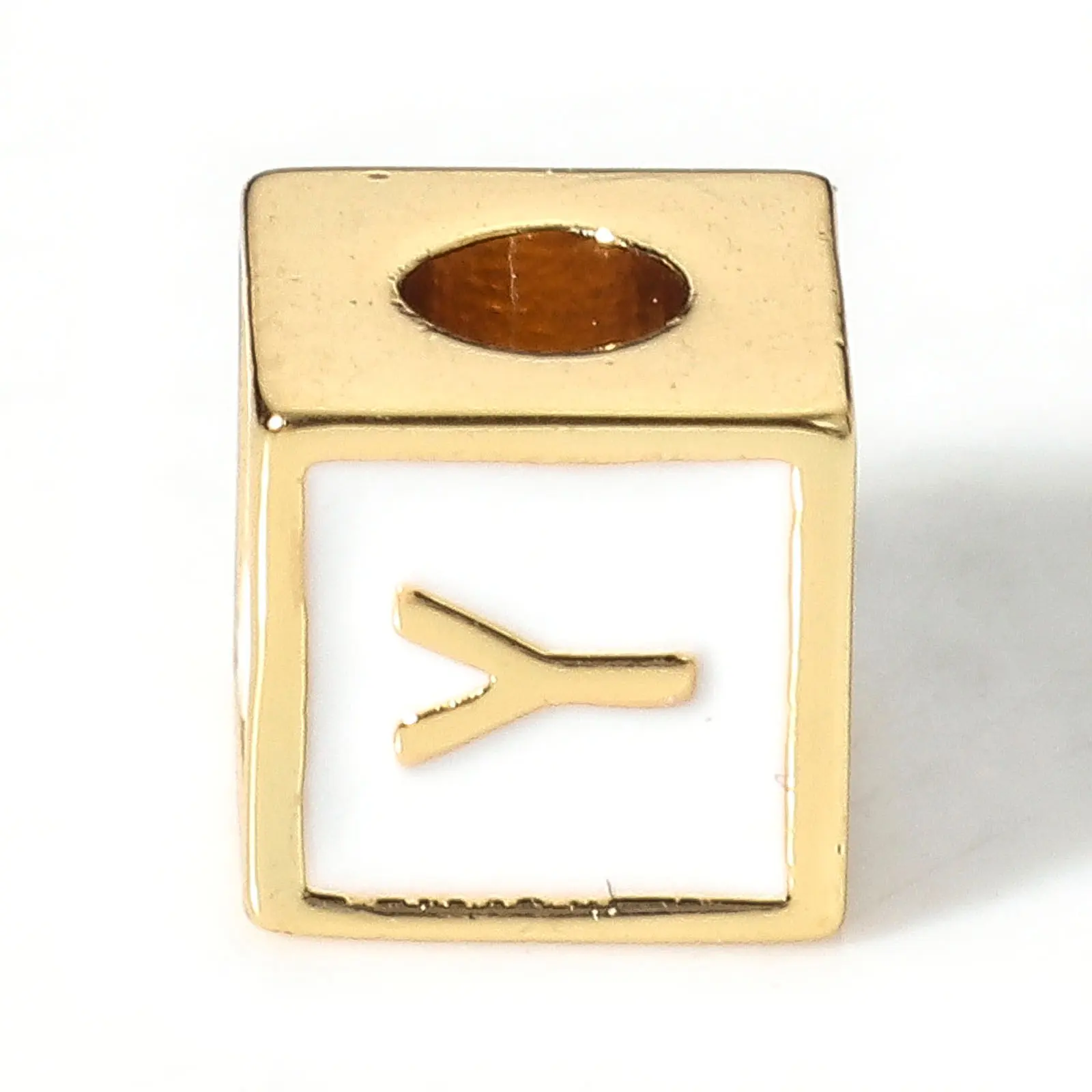 1 Piece Square Alphabet “A-Z” Letter Beads Cube Loose Spacer Enamel Metal Beads For Jewelry Making Diy Necklace Accessories