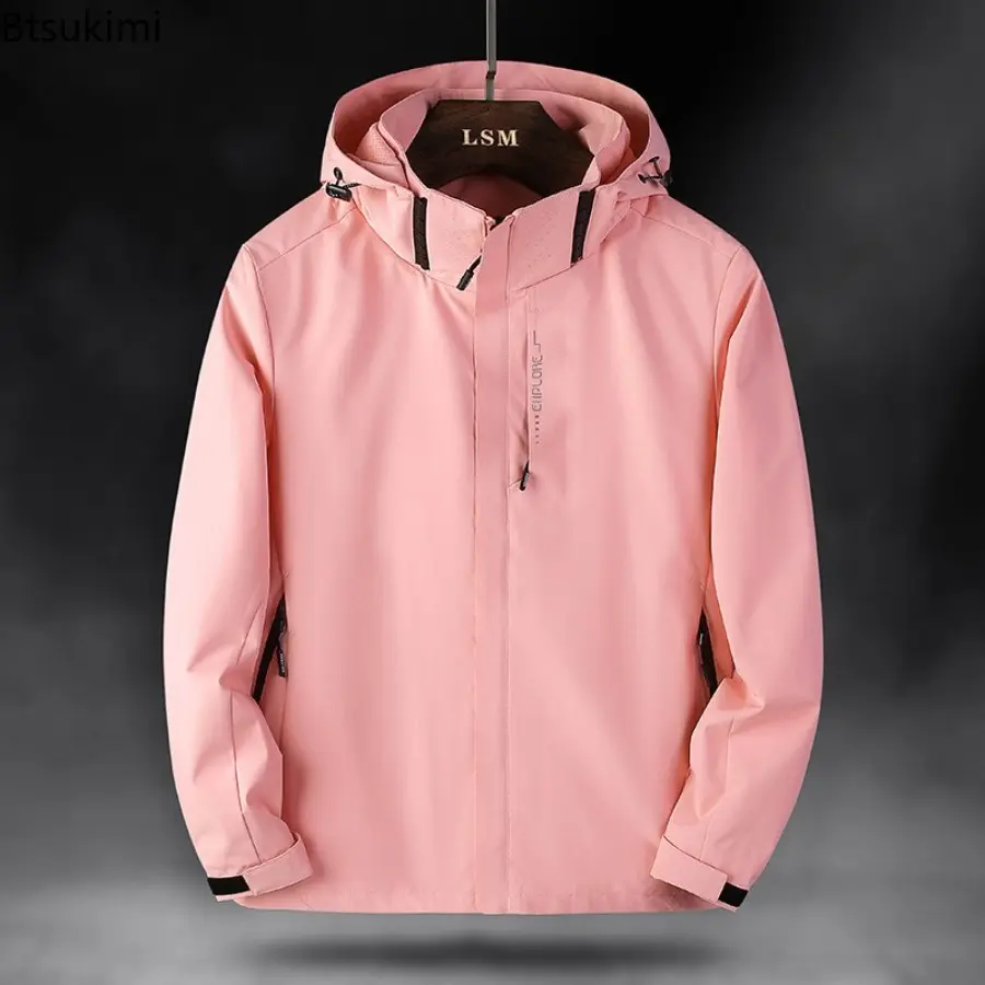 2025 Spring Autumn Outdoor Thin Hooded Waterproof Jacket Men Women Windproof Rainproof Mountain Climbing Camping Hiking Suit