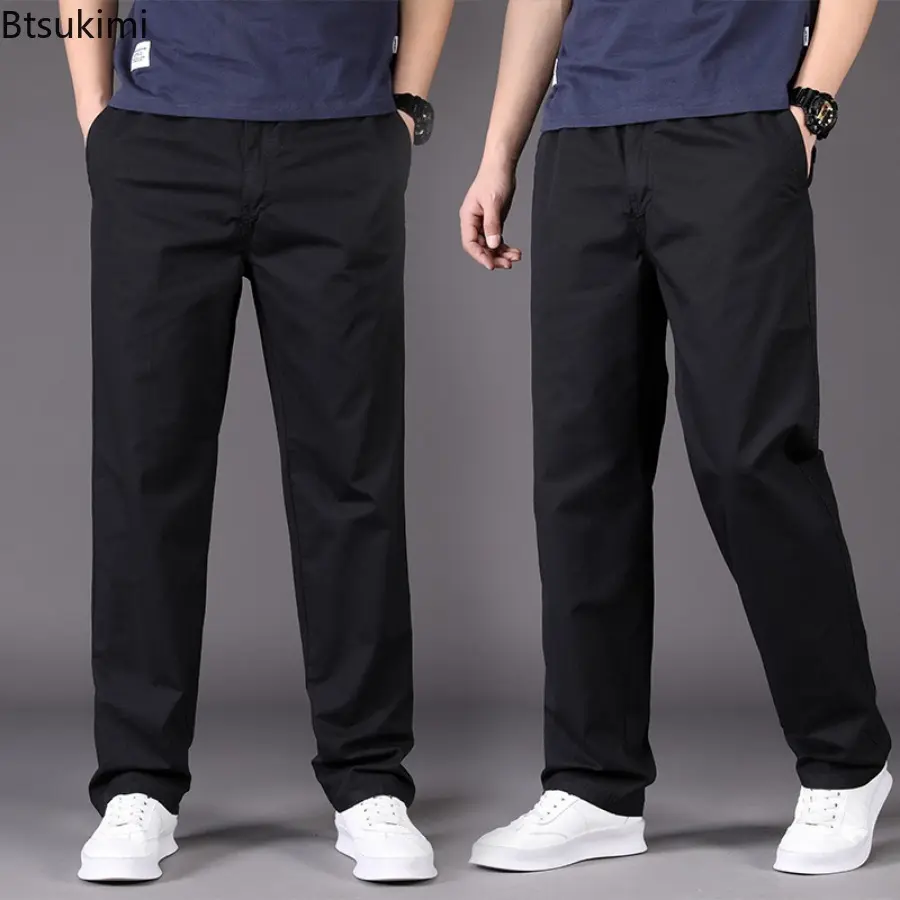2025 Men's Clothing Fashion Loose Casual Trousers Comfortable Cotton Solid Straight Pants Oversized Cargo Pants Men Sweatpants