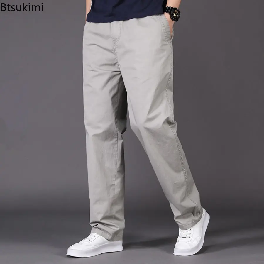 2025 Men's Clothing Fashion Loose Casual Trousers Comfortable Cotton Solid Straight Pants Oversized Cargo Pants Men Sweatpants