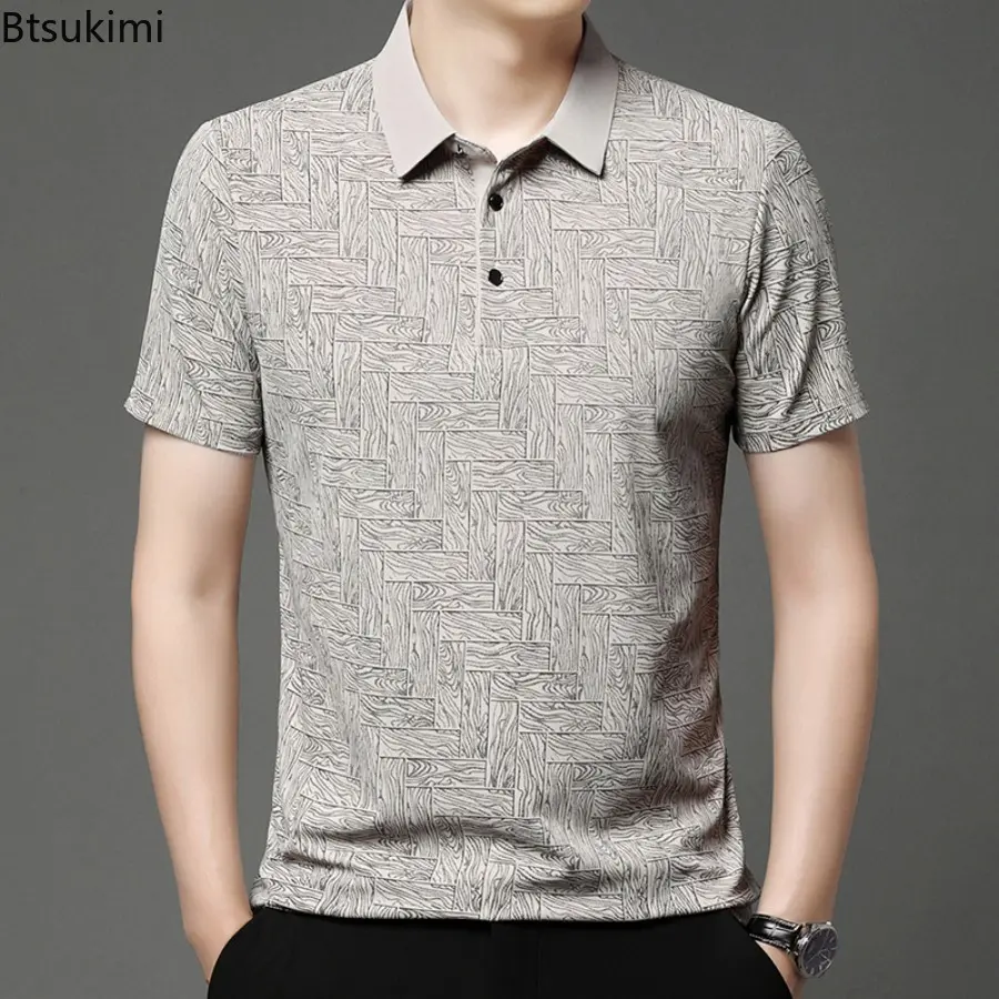New 2025 Men's Summer Thin Short Sleeve Polo Shirt Fashion Solid Color Casual T-shirt for Men Simple Lightweight Streetwear Male