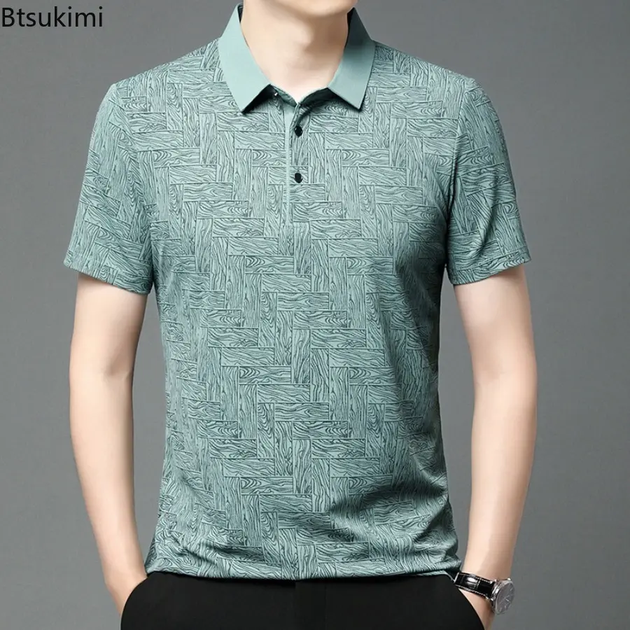 New 2025 Men's Summer Thin Short Sleeve Polo Shirt Fashion Solid Color Casual T-shirt for Men Simple Lightweight Streetwear Male