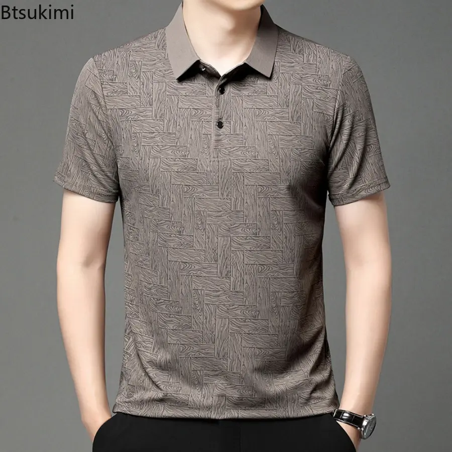 New 2025 Men's Summer Thin Short Sleeve Polo Shirt Fashion Solid Color Casual T-shirt for Men Simple Lightweight Streetwear Male
