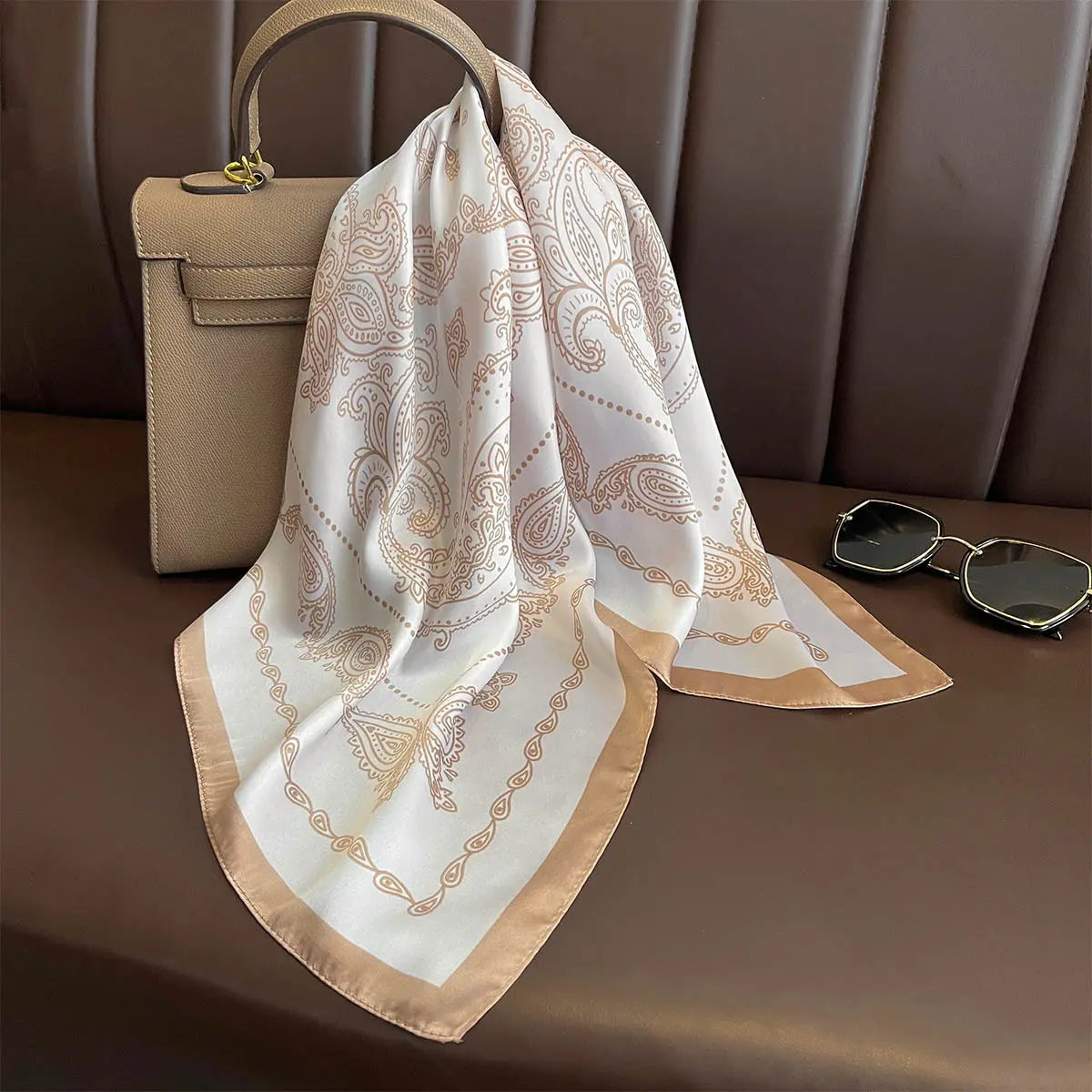 Imitation Silk Scarf Women Hair Bands Neck Wraps Ribbon Square Hijab Scarves Bandana Fashion Print