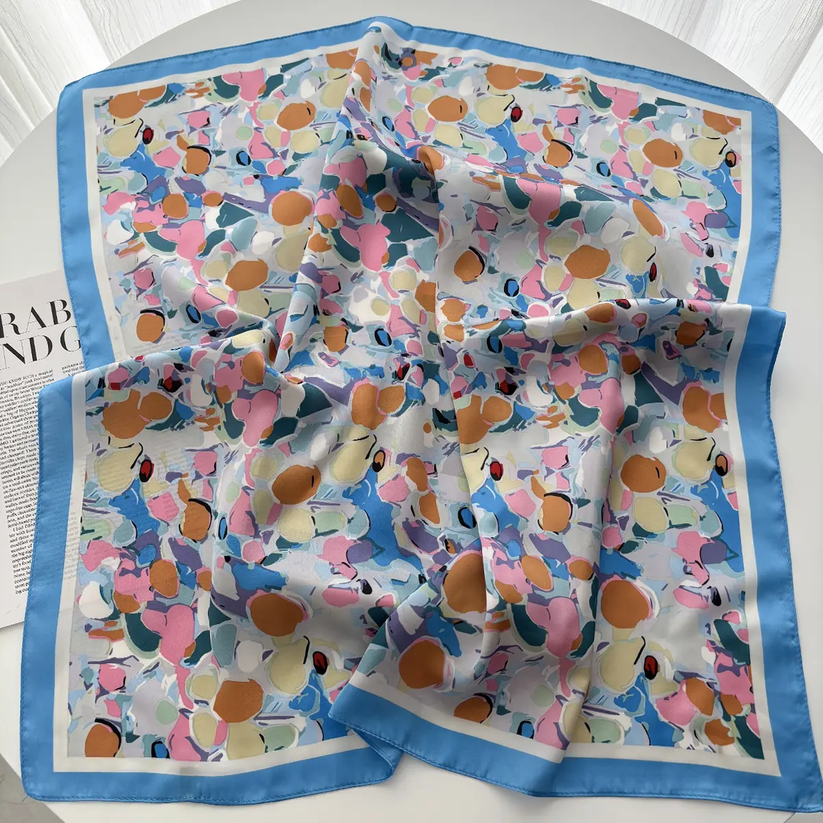 Luxury Women Soft Satin Hair Scarves Fashion Print Square Headscarf 70cm Professional Designer Scarf Headband