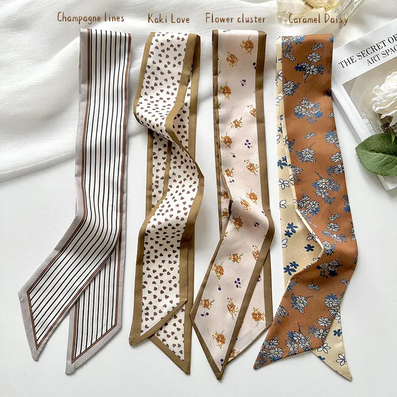 Fashion Women Letter Hair Ribbons French Elegant Long Headband Bag Strap Accessories Girls Bow Knot Long Hair Scarf HairBands