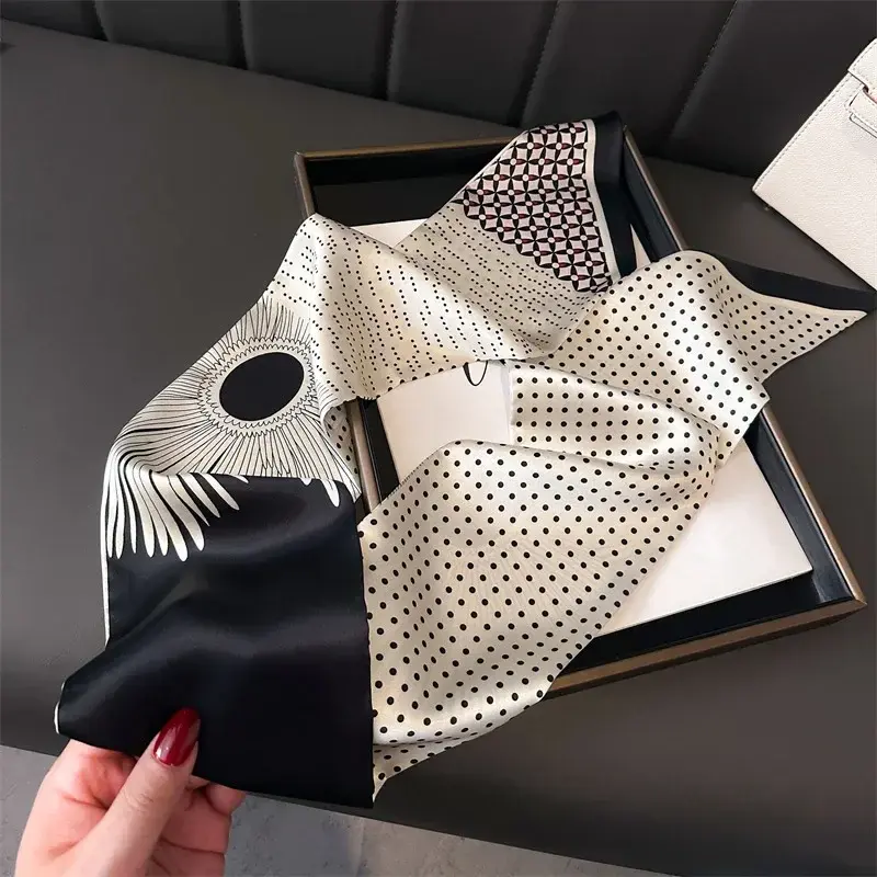 Headband Wraps Scarf Female Shawl Neckerchief Print Scarves Women Fashion Hairbands Small Long Ribbon Handle Bag Ties