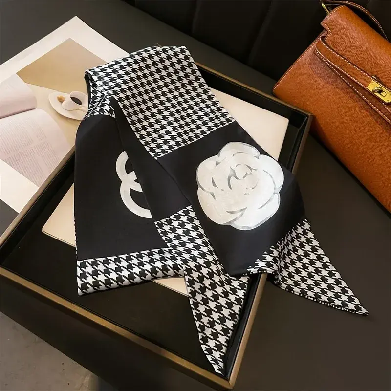 Headband Wraps Scarf Female Shawl Neckerchief Print Scarves Women Fashion Hairbands Small Long Ribbon Handle Bag Ties