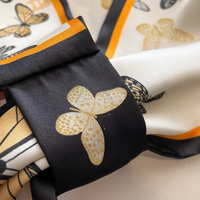 Fashion Print Hair Ribbons Scarf Women Silk Scrunchies Hair Bands Female Neck Tie Skinny Bag Scarfs Bandana Accessories Headware