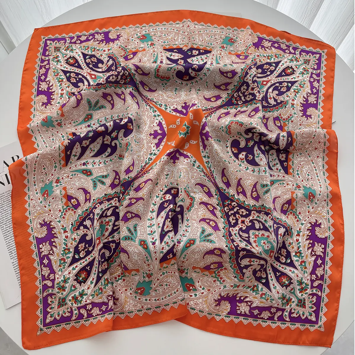 Luxury Print Shawl Square Scarf for Women Soft Satin Neckerchief Female Hair Bands Ribbon Headband Bandana 70X70CM