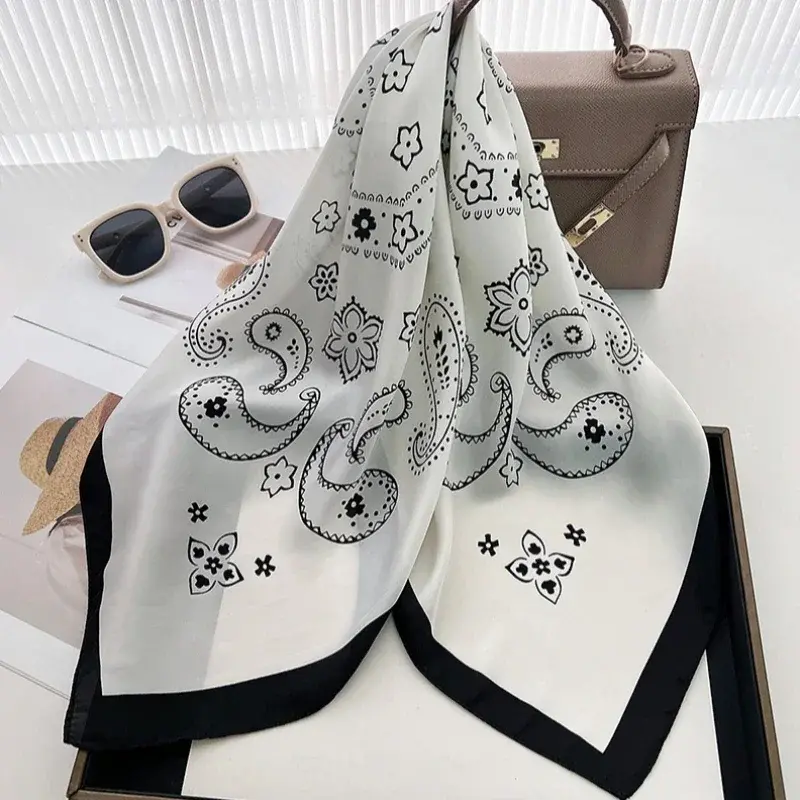 70 cm Square Scarf Women's Satin Square Print Wrap Foulard Handkerchief Bandanna Neck Hair Skinny Tie Scarves Shawls
