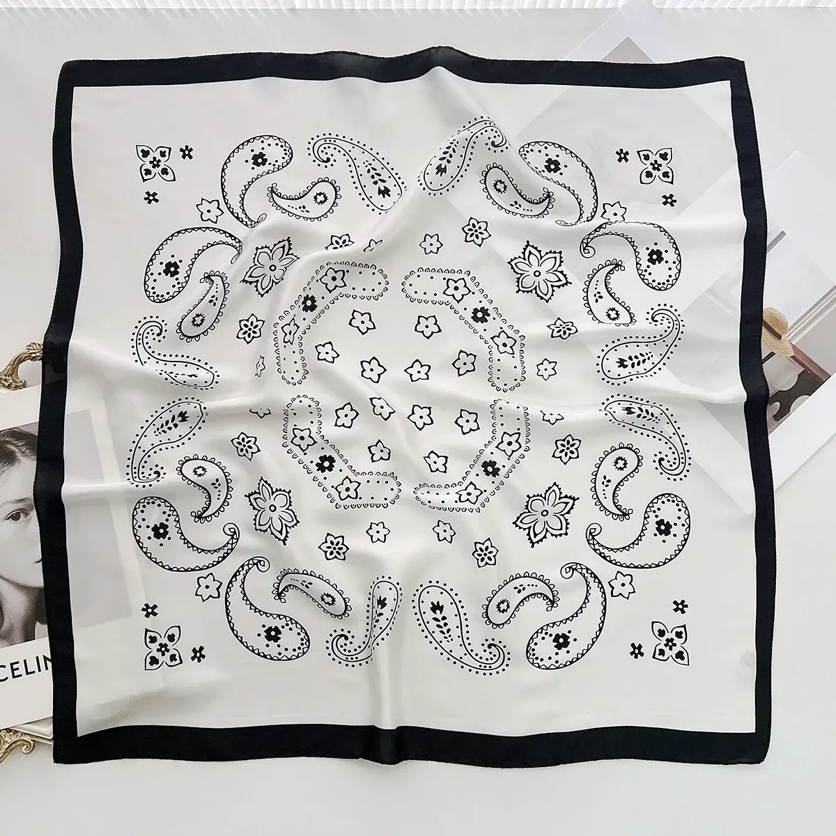 70 cm Square Scarf Women's Satin Square Print Wrap Foulard Handkerchief Bandanna Neck Hair Skinny Tie Scarves Shawls