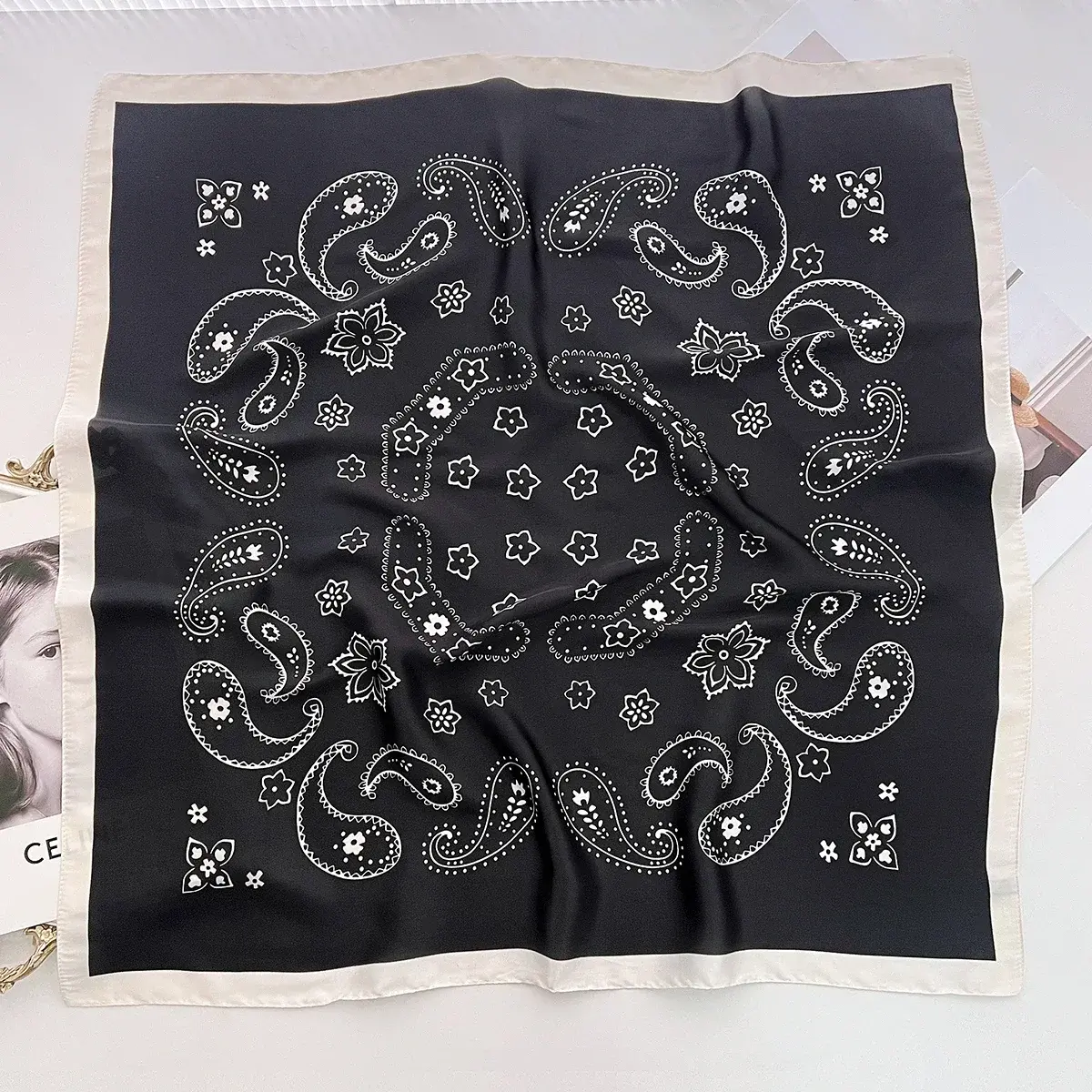 70 cm Square Scarf Women's Satin Square Print Wrap Foulard Handkerchief Bandanna Neck Hair Skinny Tie Scarves Shawls