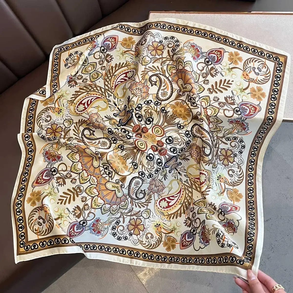 2025 New Paisley Printed Bandana Scarf Lightweight Soft Satin Stylish Versatile Neck Scarf For Women Hairbands Headscarf
