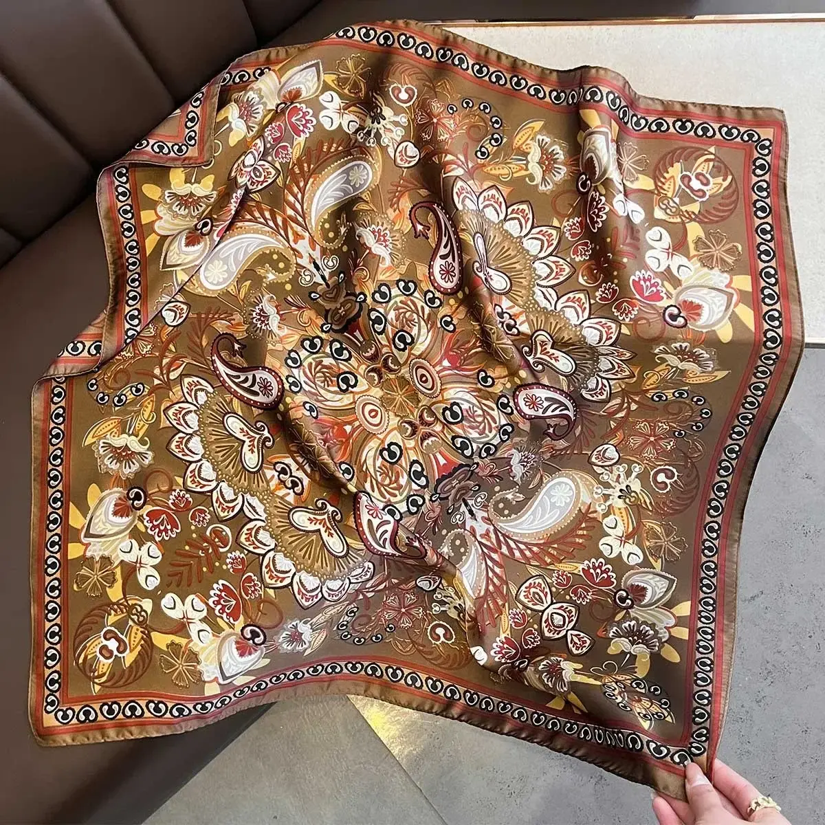 2025 New Paisley Printed Bandana Scarf Lightweight Soft Satin Stylish Versatile Neck Scarf For Women Hairbands Headscarf