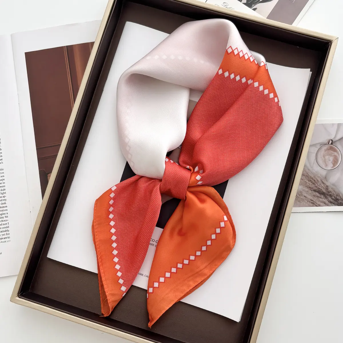Luxury 2025 Satin Print Hair Scarf Women Kerchief Neck Tie Hand Wrist Foulard Shawl Wraps Head Hijab Bandana Echarpe