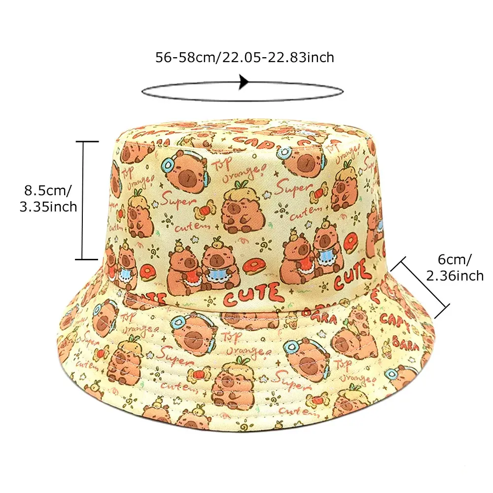 Casual Cartoon Print Reversible Bucket Hat, Unisex Outdoor Sun Protection Bucket Hat Fashion Travel Beach Cap