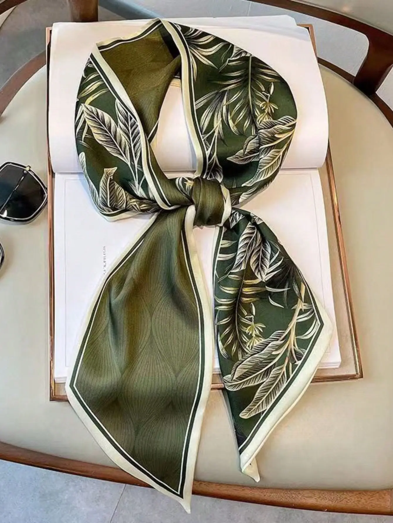 Women's Spring/Summer Casual Faux Silk Square Scarf, Professional Floral Print Necktie Hair Band, Thin Neck Scarf,  Waist Belt