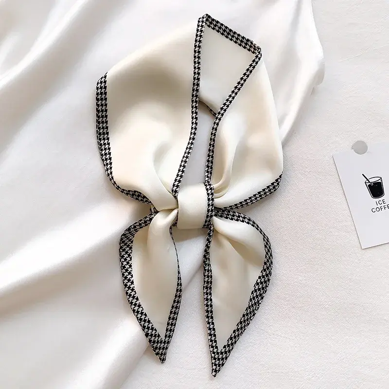 Fashion Print Hair Ribbon Scarf Women Neck Tie Bag Handle Satin Silk Skinny Headscarves Ladies Foulard Floral Bands 2025 New