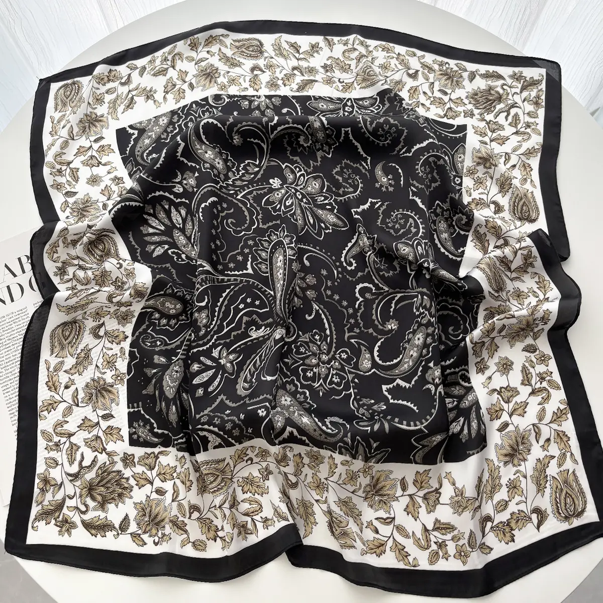 Geometric Print Shawl Square Scarf for Women Satin High Quality Neckerchief Female Hair Bands Ribbon Headband Bandana