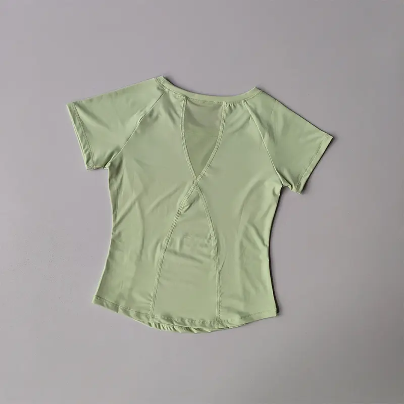 Summer Mesh Splicing Yoga Suit Loose Running Shirts Tops Exercise Women's Quick-drying Pilates Training Thin Short Sleeves Suit