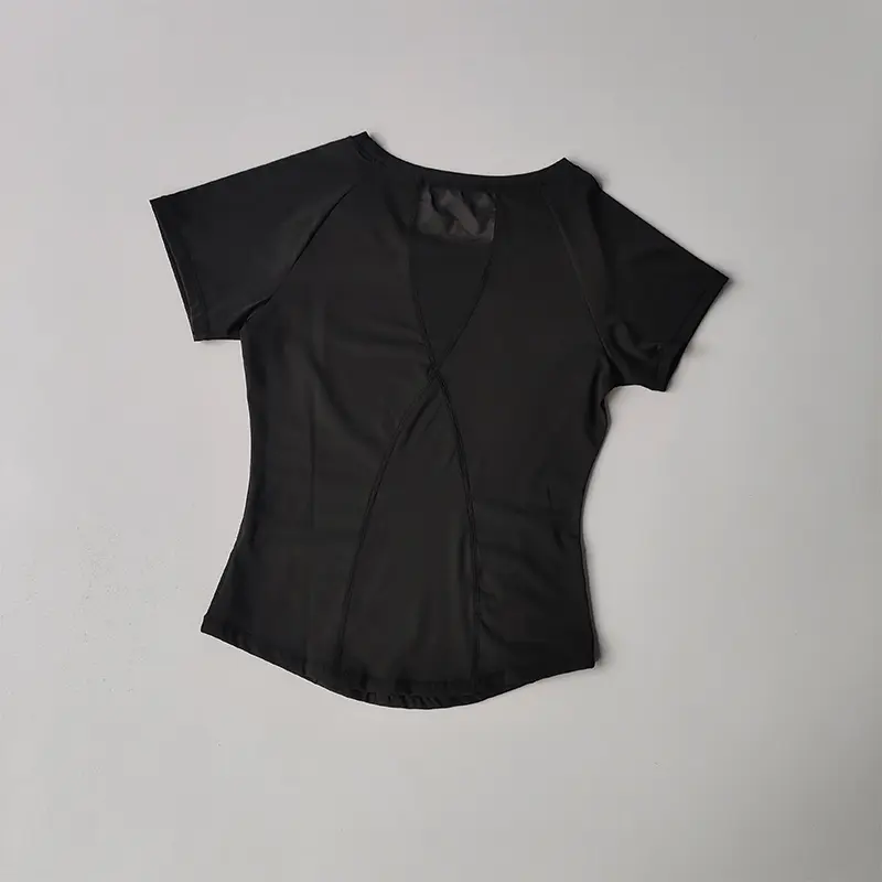 Summer Mesh Splicing Yoga Suit Loose Running Shirts Tops Exercise Women's Quick-drying Pilates Training Thin Short Sleeves Suit