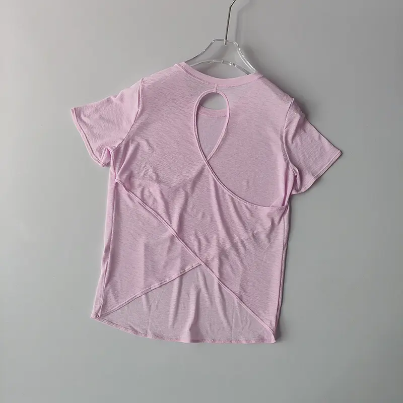 Yoga Clothes Women's Blouse Short-sleeved Hollow Cross Thin Mesh Beautiful Back Outside Shirts Slim Fitness Sports Top Clothing