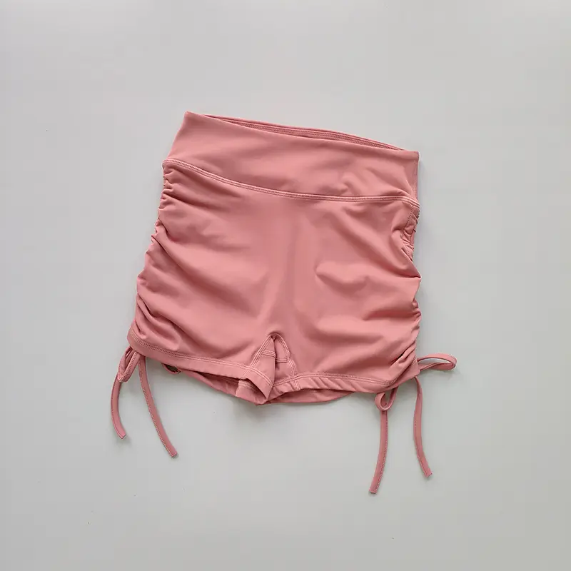 High Waisted Sexy Fitness Shorts Drawstring Straps Quick Drying Running Three Piece Pants Women Peach Buttocks Sports Hot Pants