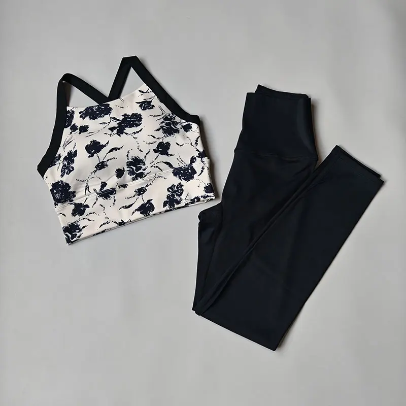 2PCS Yoga Suit Tracksuit Sports Bra High Waist Leggings Shorts Outfit Gym Set Fitness Workout Clothes Push Up Sportswear Suit