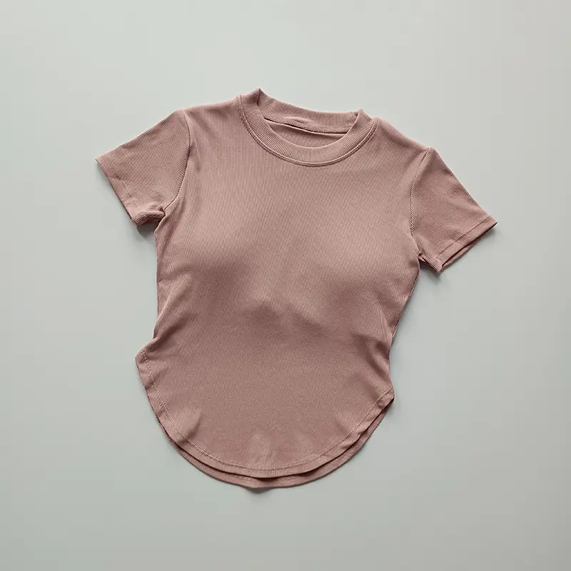 Yoga Suit with Chest Cushion Short Sleeve Women's Running Sweat Wicking Fitness Top Fast Drying Thin Leisure Moisture Absorption