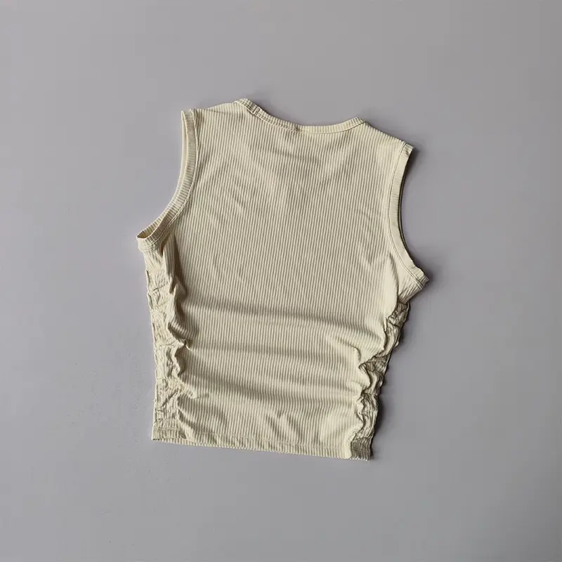 Summer Nude Yoga Racerback Female Fold Slim Fit Sports Running and Fitness Outwear Crop Top Bras Vest Shirt Quick Dry Clothing