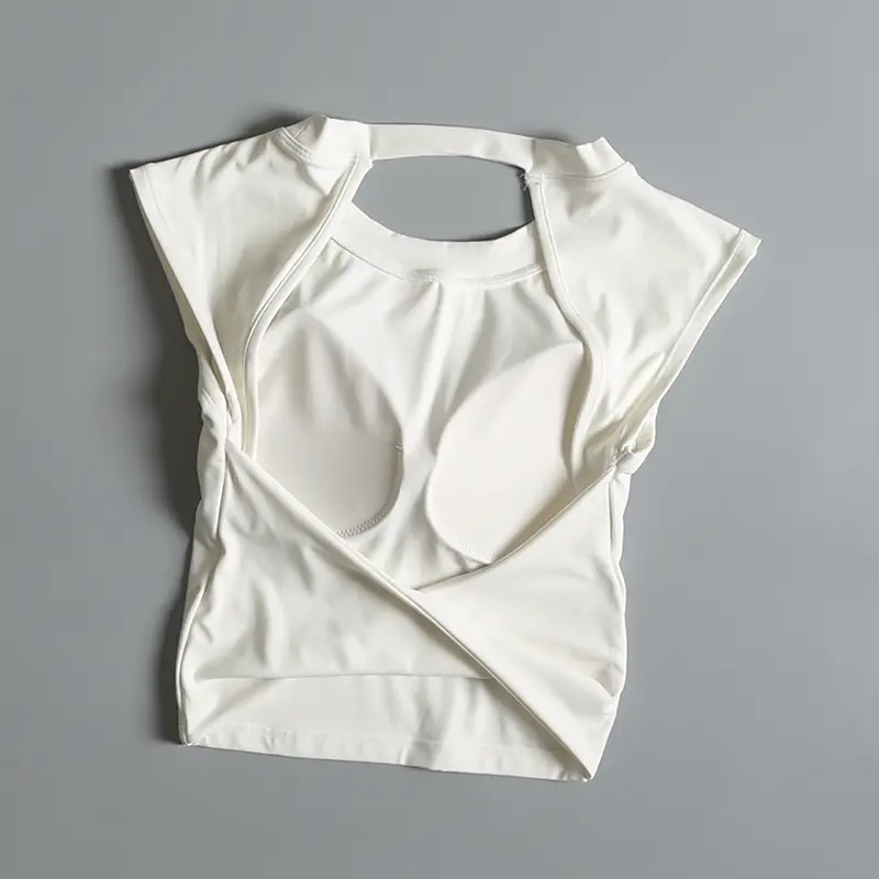 Tight Yoga Short-sleeved Fixed Chest Pad Sexy Backless Short Sports Bras Waist-hugging and Slimming Fitness Vest Beautiful Back