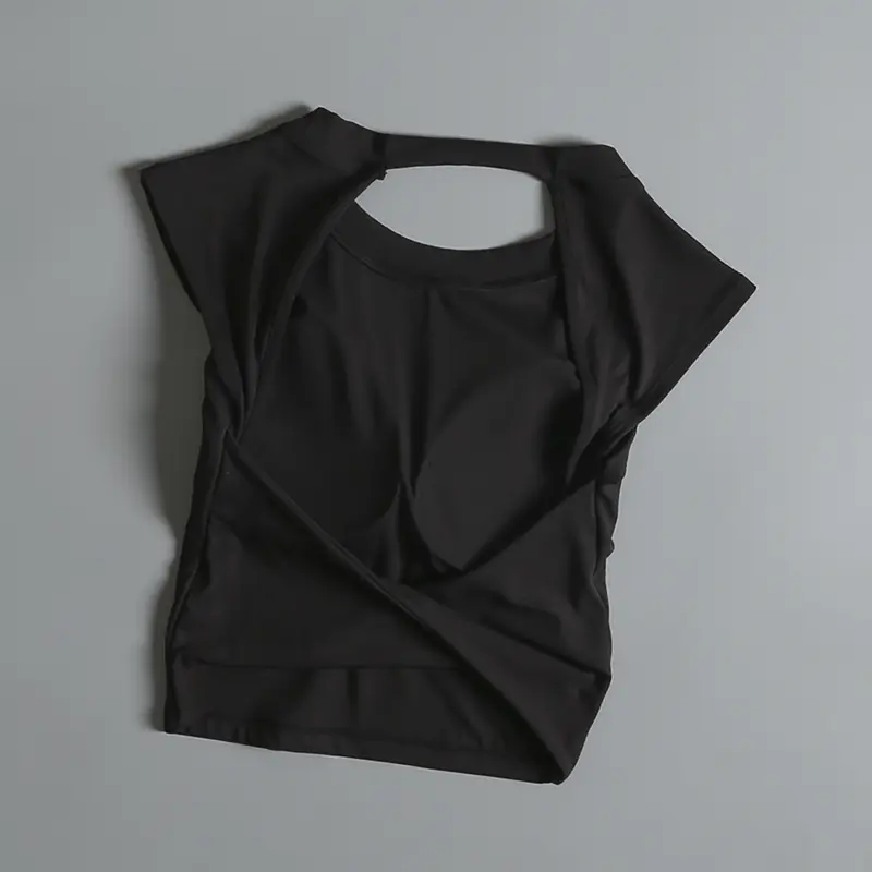 Tight Yoga Short-sleeved Fixed Chest Pad Sexy Backless Short Sports Bras Waist-hugging and Slimming Fitness Vest Beautiful Back