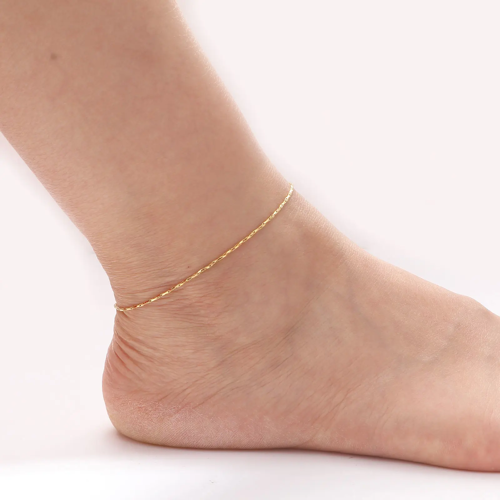 DoreenBeads 304 Stainless Steel Anklet Multicolor Curly Chain Lobster Clasp Extension Chain Anklet Jewelry for Women 23.5cm long