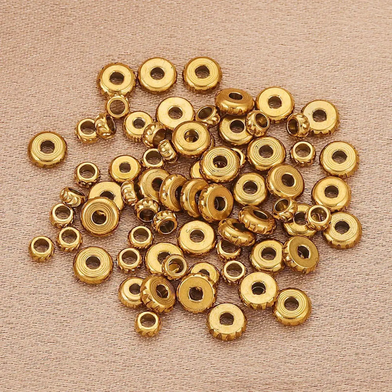 10/20PCS 304 Stainless Steel Beads For DIY Jewelry Making Flat Spacer Beads Round Carved Pattern For Bracelet Diy Jewelry Making