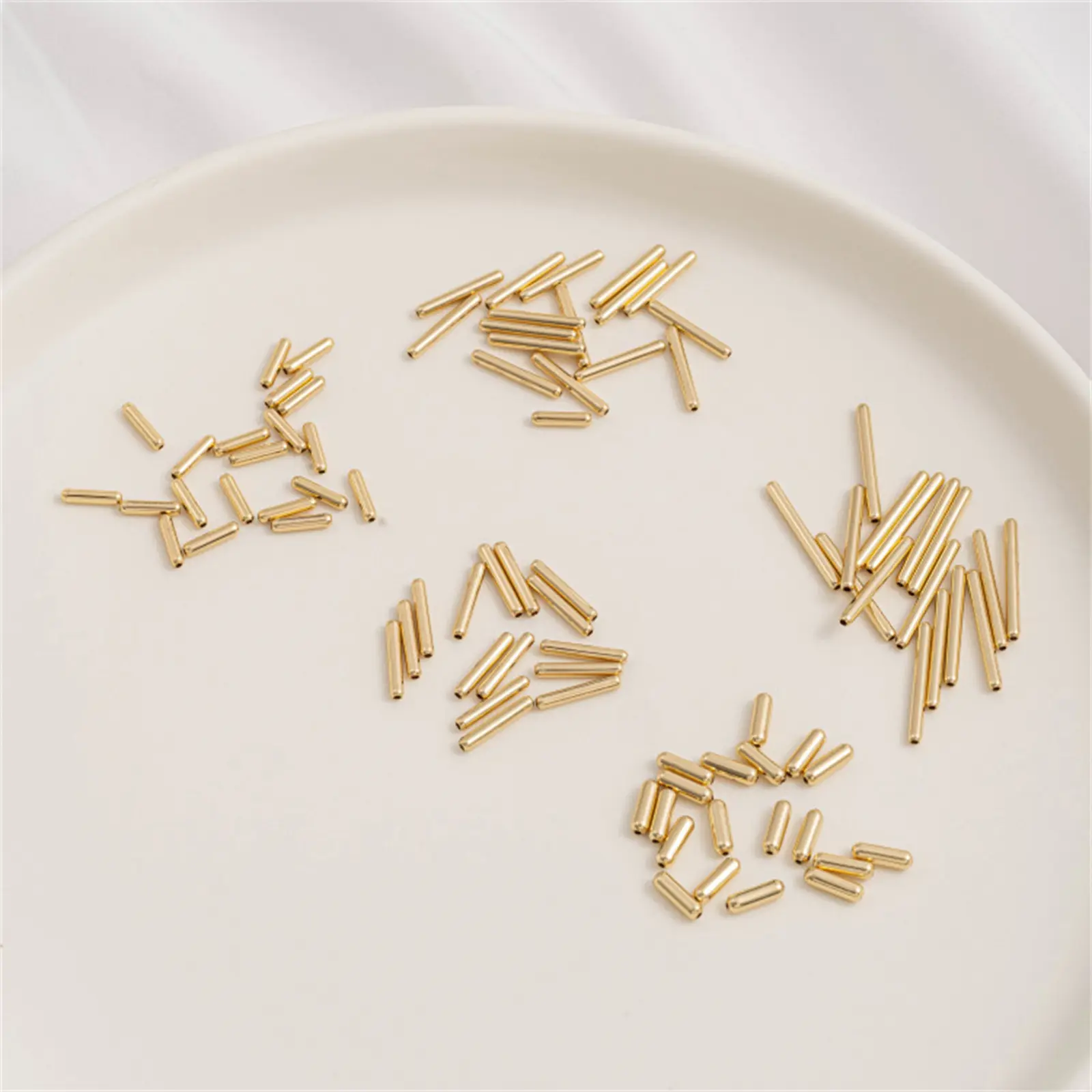 10/20PCS Brass Beads For DIY Jewelry Making 14K Real Gold Plated Long Tube Loose Spacer Bead Necklace Supplies Parts Accessories