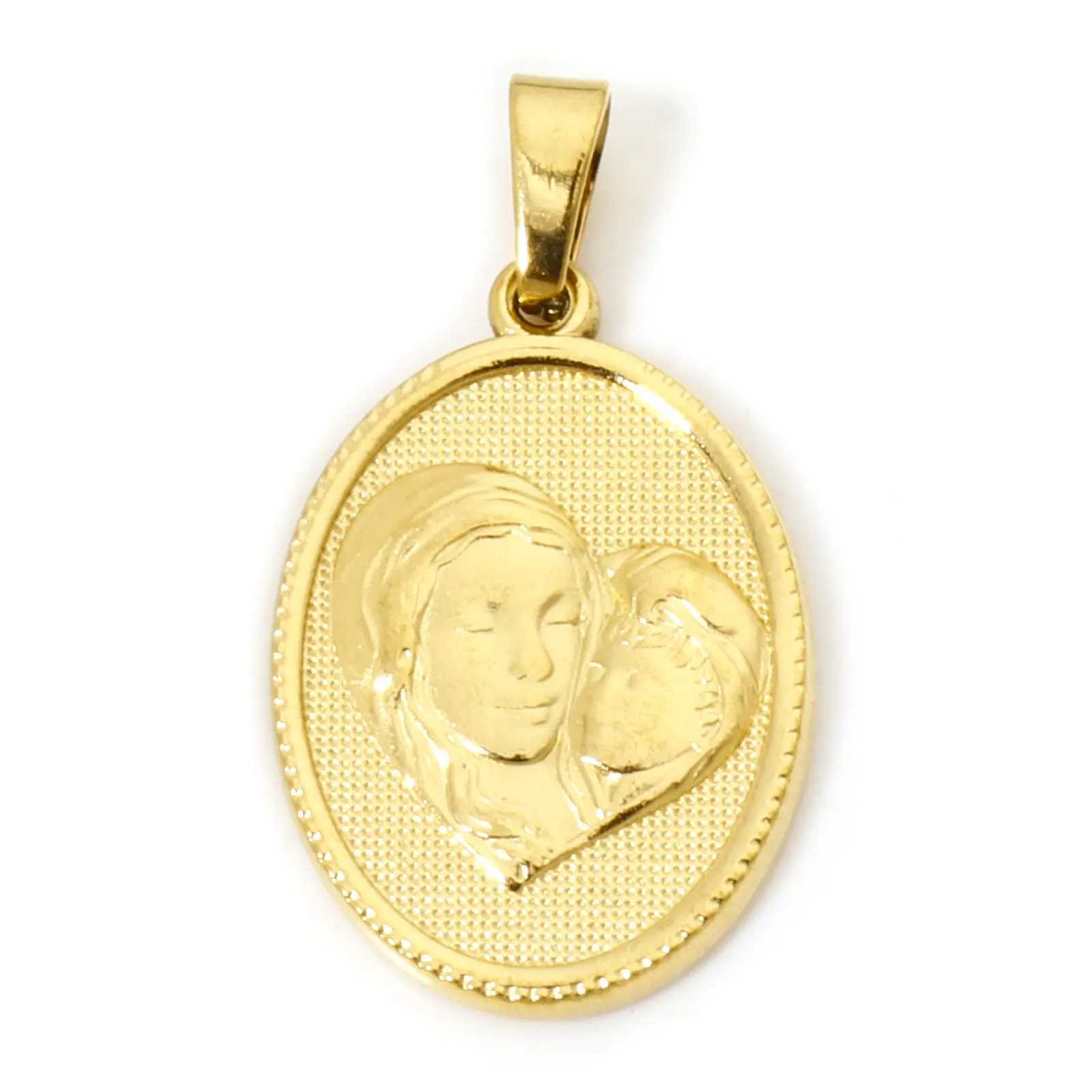 304 Stainless Steel Religious Charm Pendant 18K Gold Plated Virgin Mary For DIY Necklace Jewerly Making 3cm x 1.6cm,2 Piece
