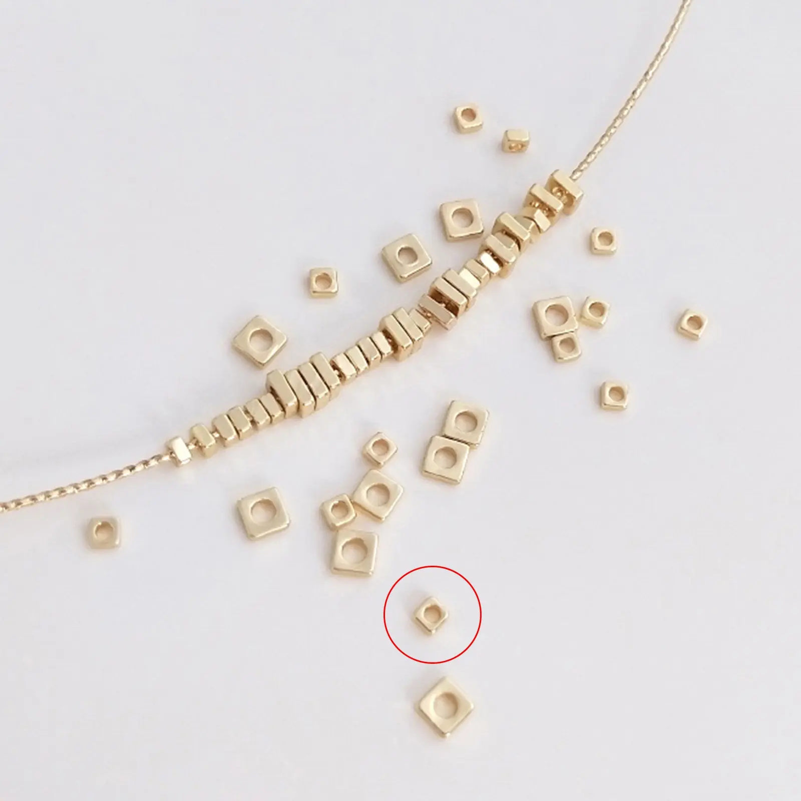 50Pcs Brass Spacer Beads For DIY Bracelet Jewelry Making Findings 14K Real Gold Plated Square Separators Beads Diy Accessories