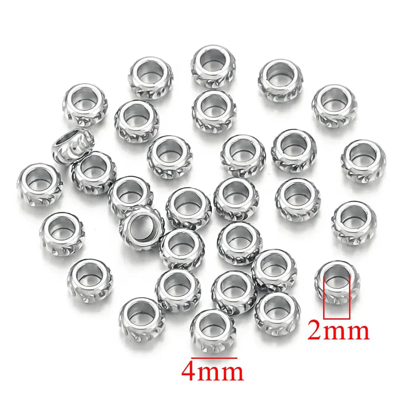 10/20PCS 304 Stainless Steel Beads For DIY Jewelry Making Flat Spacer Beads Round Carved Pattern For Bracelet Diy Jewelry Making